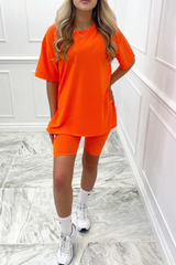 Katie neon orange cycling short coord Co Ord