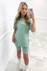 Katie mint cycling short coord Co Ord