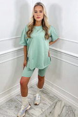 Katie mint cycling short coord Co Ord