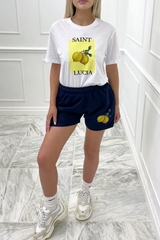 Saint Lucia Lemon Print Tee Short Co Ord Co Ord