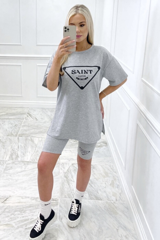 Saint lucia grey printed cycling short coord