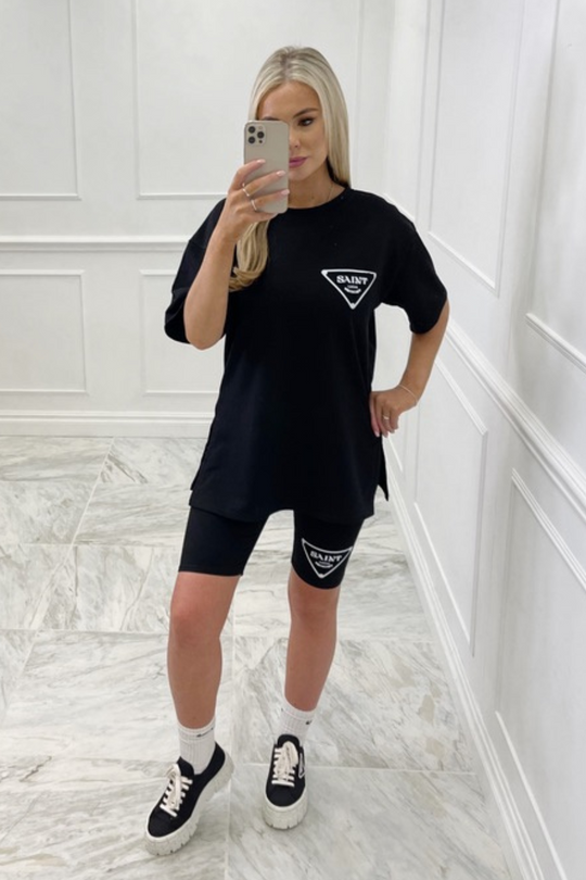 Saint lucia black printed cycling short coord