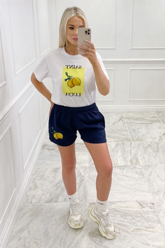 saint lucia lemon print tee short co ord