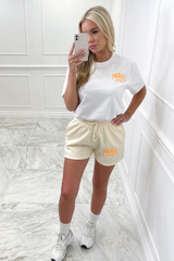 Paris madame neon orange embroidered short co-ord Co Ord