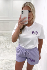 Paris madame lilac embroidered short co-ord Co Ord