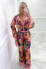 Orla lilac satin shirt flared trouser co ord OS (8-12) Dresses