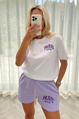 Paris madame lilac embroidered short co-ord Co Ord