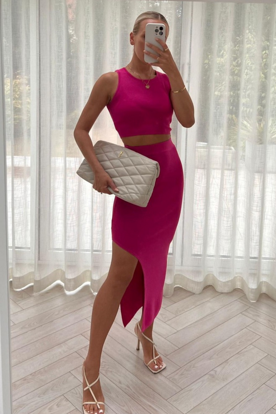 Ellouise pink two piece skirt co ord