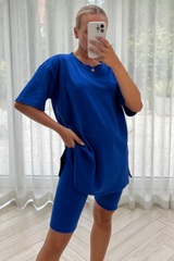 Katie Royal Blue cycling short coord Co Ord