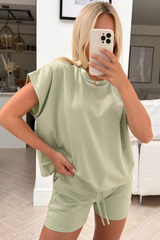 Imogen sage box top short coord Co Ord