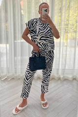 Jaimee zebra box top trouser coord Co Ord