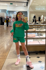 Mini Self Care Clique Green Sweater Short Coord Loungewear