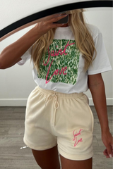 Saint Love Green & Pink Pattern Print Embroidered Tee Short Co Ord