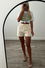 Saint Love Green & Pink Pattern Print Embroidered Tee Short Co Ord