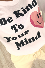 Be Kind To Your Mind Ecru & White Printed Short Tee Co-Ord Co Ord