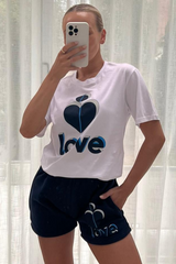 Love Heart Blue & Navy Printed Short Tee Co-Ord Co Ord