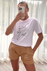 Saint Love Zebra & Tan Printed Short Tee Co-Ord Co Ord