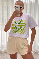 Saint Love Green Zebra Printed Short Tee Co-Ord Co Ord