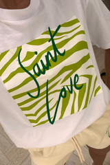 Saint Love Green Zebra Printed Short Tee Co-Ord Co Ord