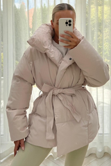 Alaska Cream Short Padded Duvet Button Up Coat Coats & Jackets