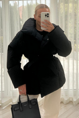 Alaska Black Short Padded Duvet Button Up Coat Coats & Jackets