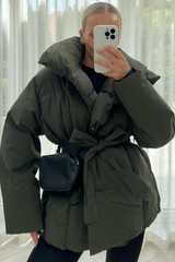 Alaska Khaki Short Padded Duvet Button Up Coat Coats & Jackets