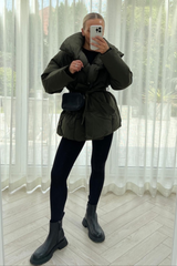 Alaska Khaki Short Padded Duvet Button Up Coat Coats & Jackets