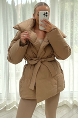 Alaska Camel Short Padded Duvet Button Up Coat Coats & Jackets