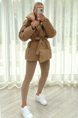 Alaska Camel Short Padded Duvet Button Up Coat Coats & Jackets