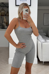 Fearne Grey Ribbed Strappy Unitard Leotards & Unitards