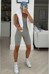 Fearne Grey Ribbed Strappy Unitard Leotards & Unitards