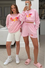 Mini Self Care Clique Pink Printed Sweater Tshirt