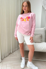 Mini Self Care Clique Pink Printed Sweater Tshirt