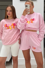 Mini Self Care Clique Pink Printed Sweater Tshirt