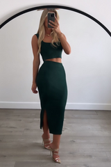 Vivian forest green two piece skirt co ord Co Ord
