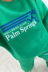 Palm Springs Green Embroidered Sweater Jogger Loungewear Set Loungewear