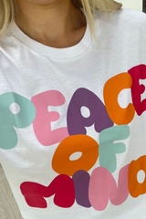 Peace Of Mind White & Chocolate Printed Tee Short Coord