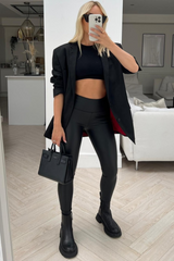 Kelsey Black Pu High Waisted Leggings Trousers