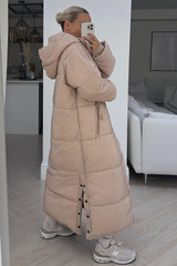 Rosie Beige Long Hooded Duvet Coat Coats & Jackets