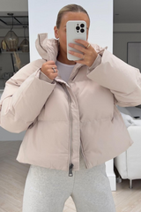 Kara Beige Crop Zip Up Duvet Coat Coats & Jackets