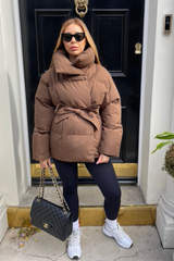 Alaska Chocolate Brown Short Padded Duvet Button Up Coat Coats & Jackets