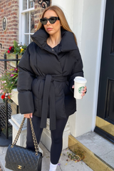 Alaska Black Short Padded Duvet Button Up Coat Coats & Jackets