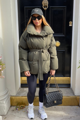 Alaska Khaki Short Padded Duvet Button Up Coat Coats & Jackets