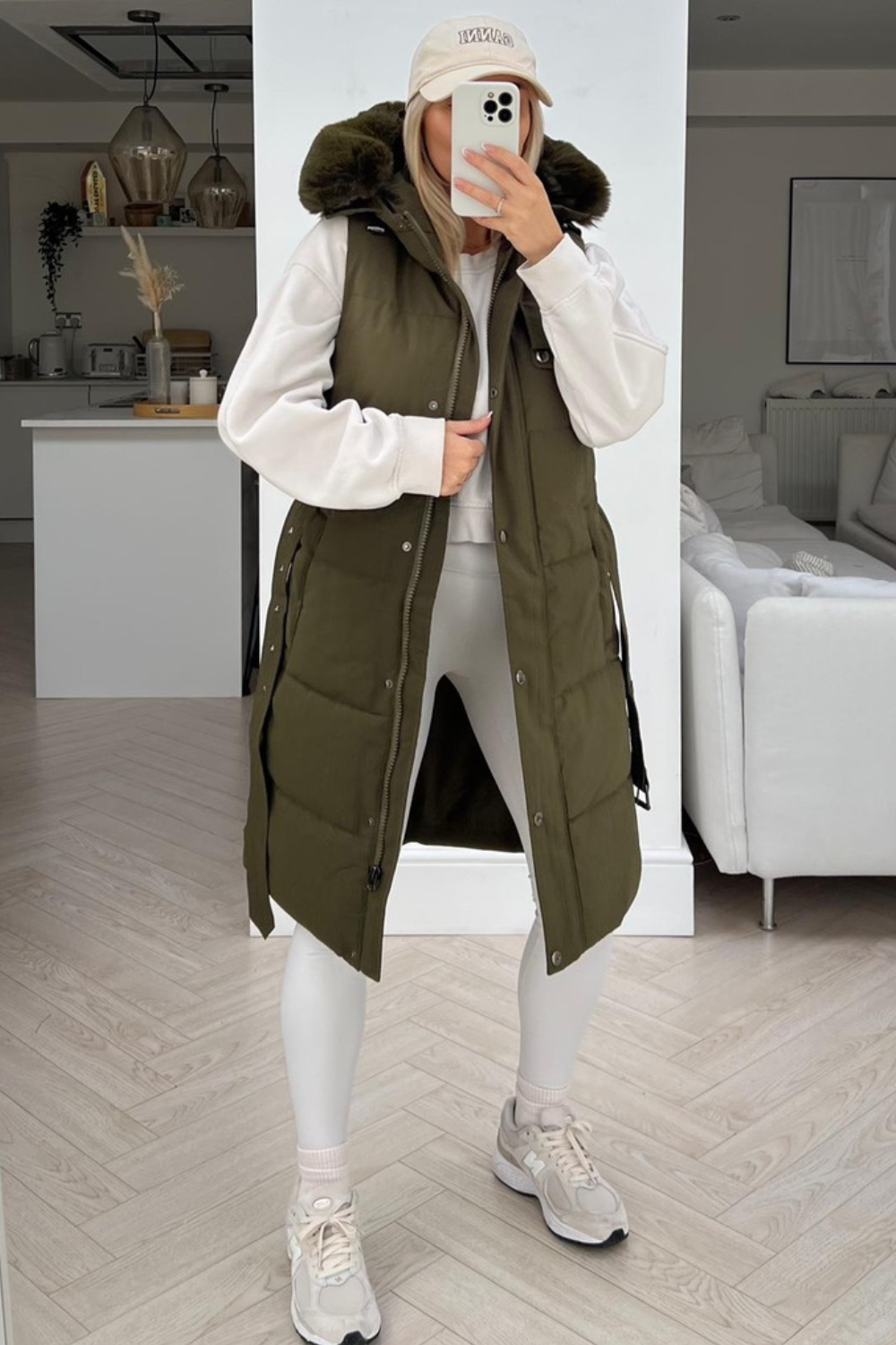Khaki faux 2025 fur gilet