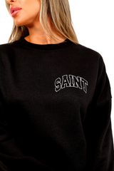 Saint Black Printed Sweater Jogger Loungewear Set Loungewear