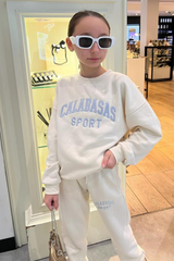 Mini Calabasas Ecru Embroidered Oversized Sweater Loungewear Set Loungewear