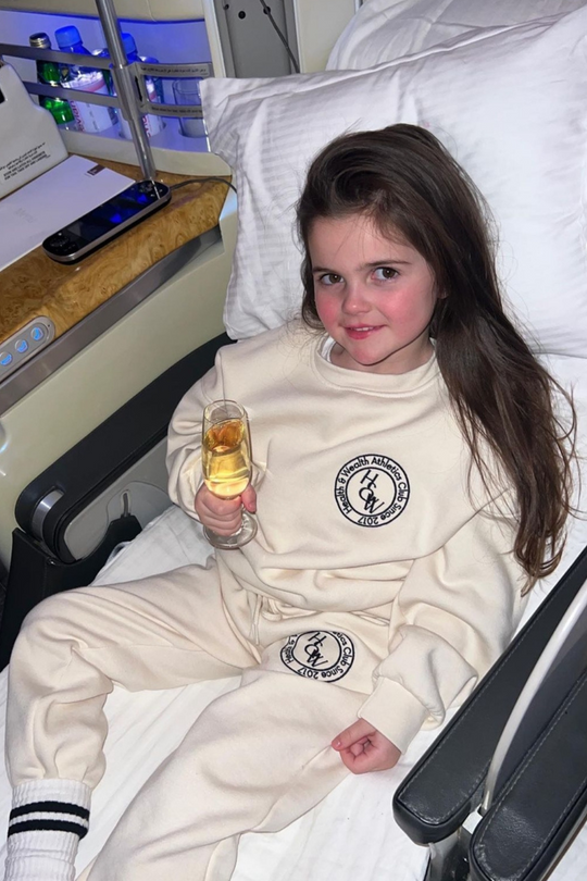 Mini health & wealth  ecru embroidered oversized sweater loungewear set