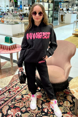 Mini Manifest Black Oversized Hoodie Loungewear Set Loungewear