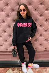 Mini Manifest Black Oversized Hoodie Loungewear Set Loungewear