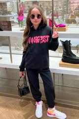 Mini Manifest Black Oversized Hoodie Loungewear Set Loungewear